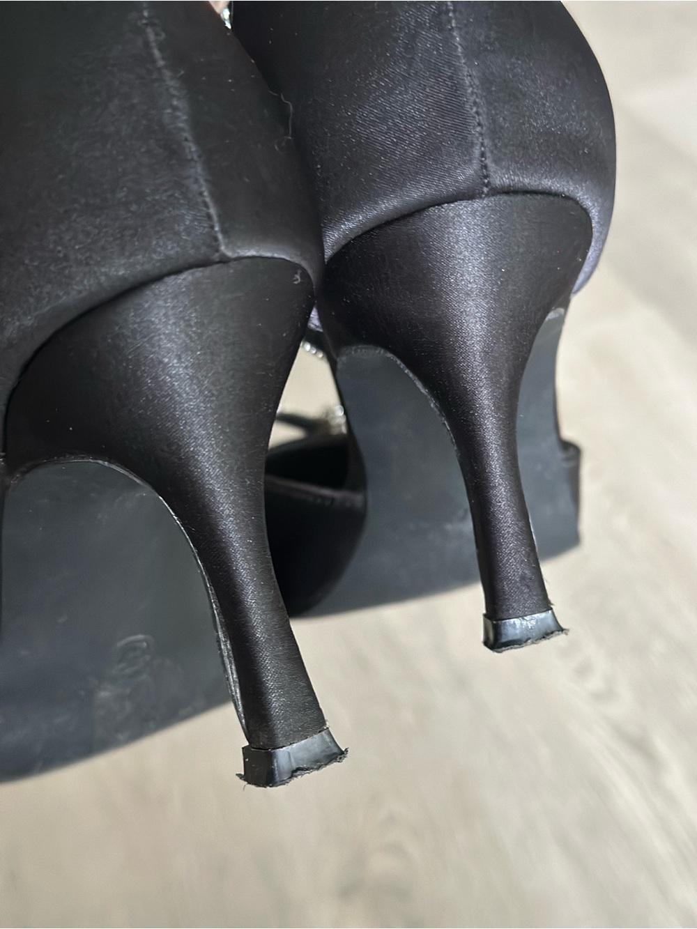 Black Pointed Toe Ankle Tie Flats with Crystal Bow - Picture 5 of 6